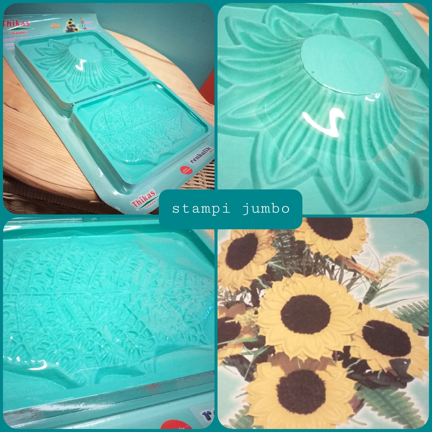 stampo fiori jumbo girasole uso con fommy gomma crepla eva tessuto termoformabile termomodellabile primette velluto Renkalik per composizioni floreali