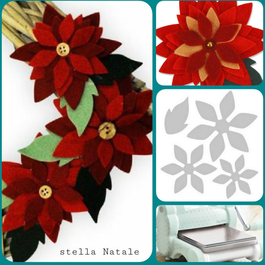 bigz stafil exclusive pretty poinsettia fustella stella di natale per Bigshot uso tagliare feltro fommy gomma crepla composizioni fiori natalizi ghirlande fuoriporta floreali