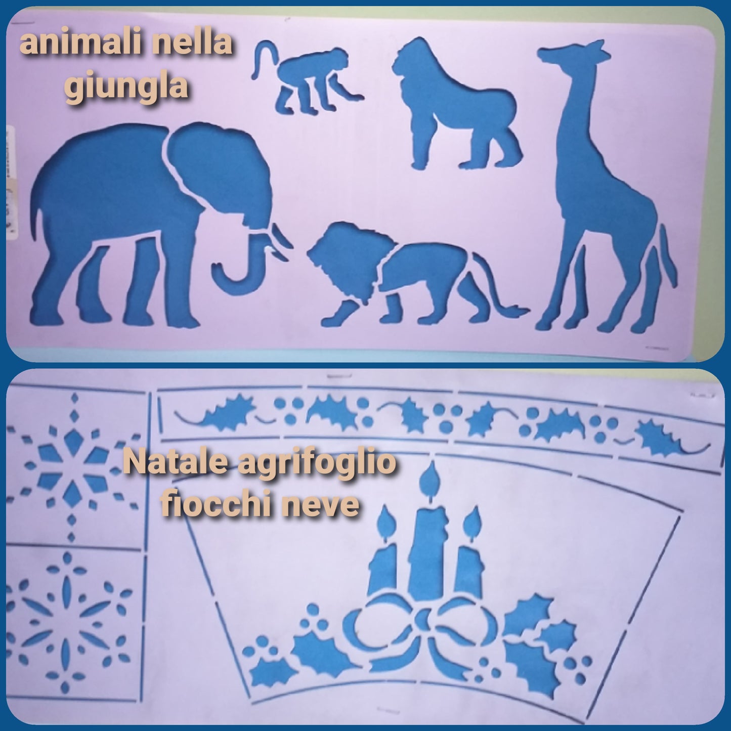 animali giungla natale agrifoglio fiocchi neve Mascherine stencil per pittura decorazioni interni di pareti e oggetti casa