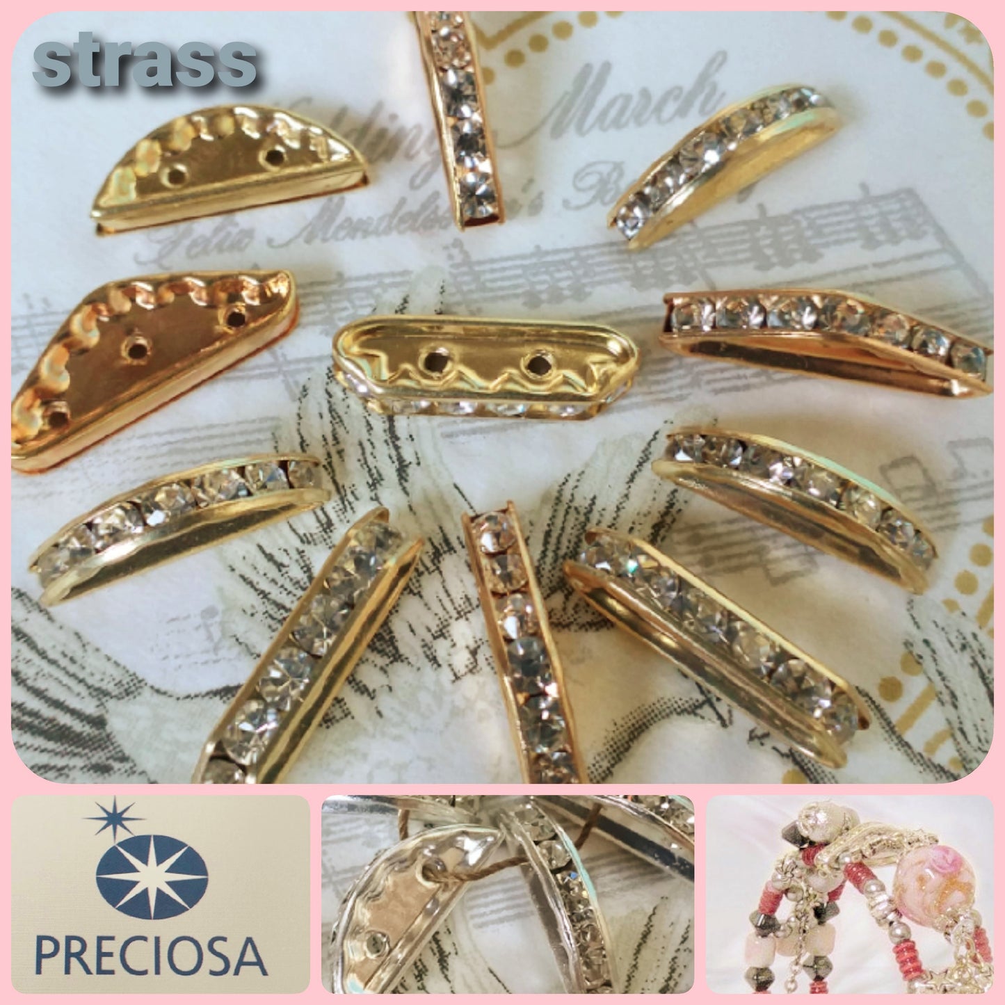 Preciosa czech crystal strass bigiotteria componenti ponti distanziali intramezzi con brillantini di cristallo