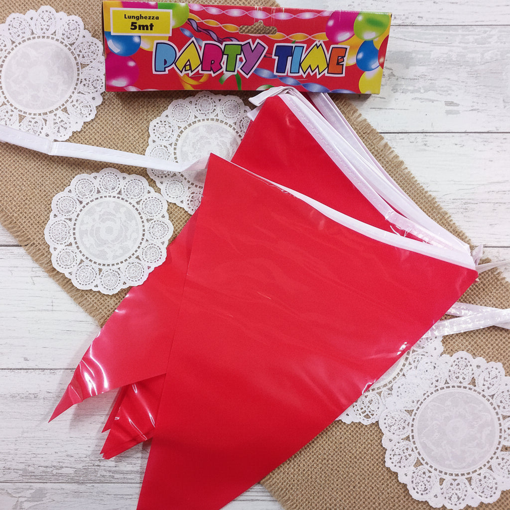 striscione di bandierine rosse festone laurea party time 5 metri per decorazione festa