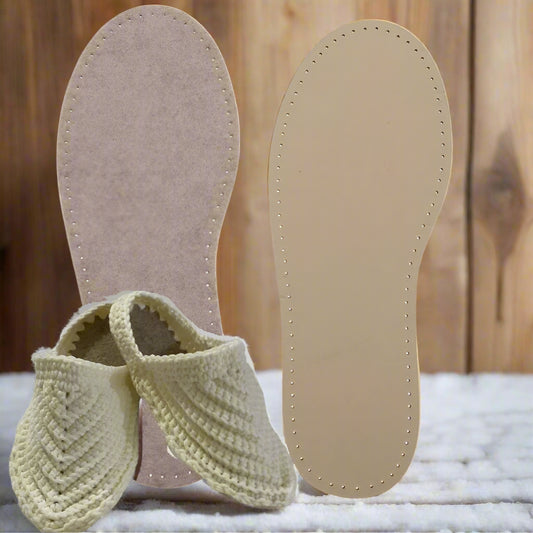 solette forate feltro ecopelle ad uso basi suole ciabatte pantofole babucce uncinetto maglia lavori fai da te artigianali