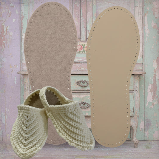 solette forate feltro ecopelle ad uso basi suole ciabatte pantofole babucce uncinetto maglia crochet knitting lavori fai da te artigianali