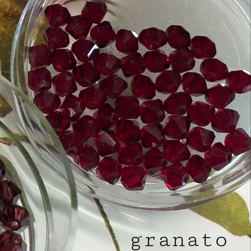 granato arancio ametista negozio bicono Swarovski cristalli perline rombi 4 mm uso per bigiotteria fai da te collana anelli orecchini