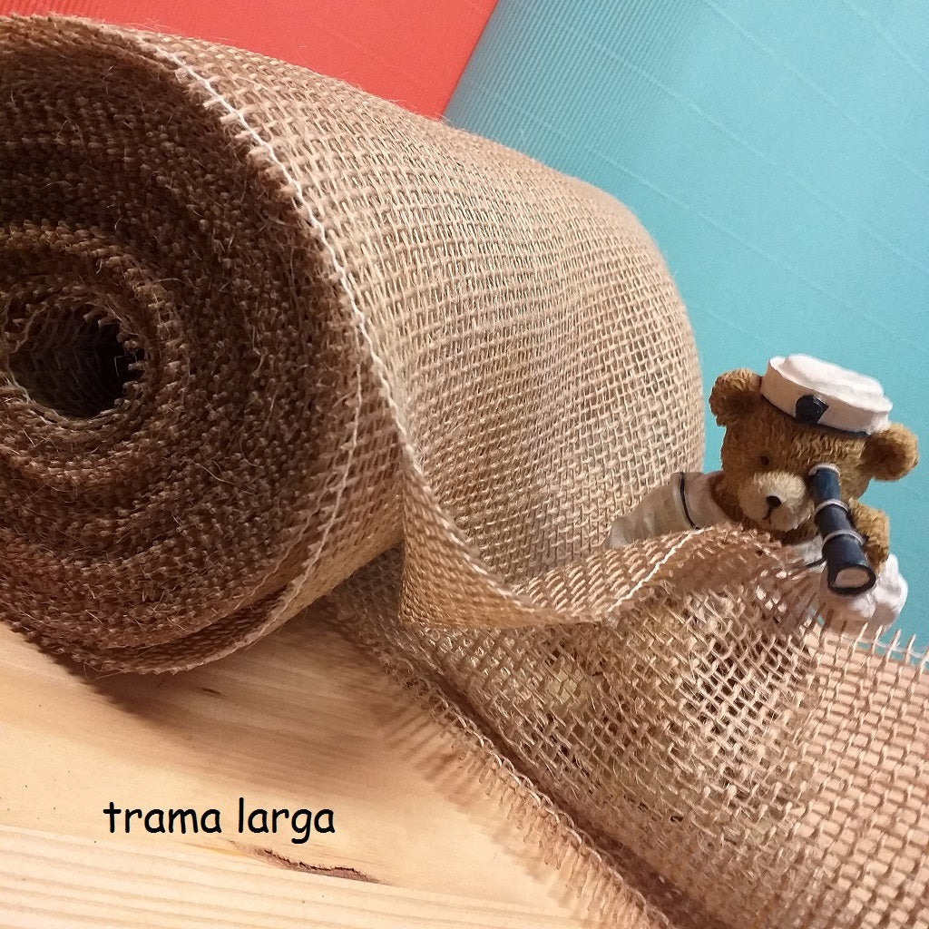 trama larga tela juta sacco stoffa hobbistica creativi fai da te e bomboniere tessuto naturale grezzo rotolo runner per tavolo confettata vetrinistica tema mare packaging fioristi