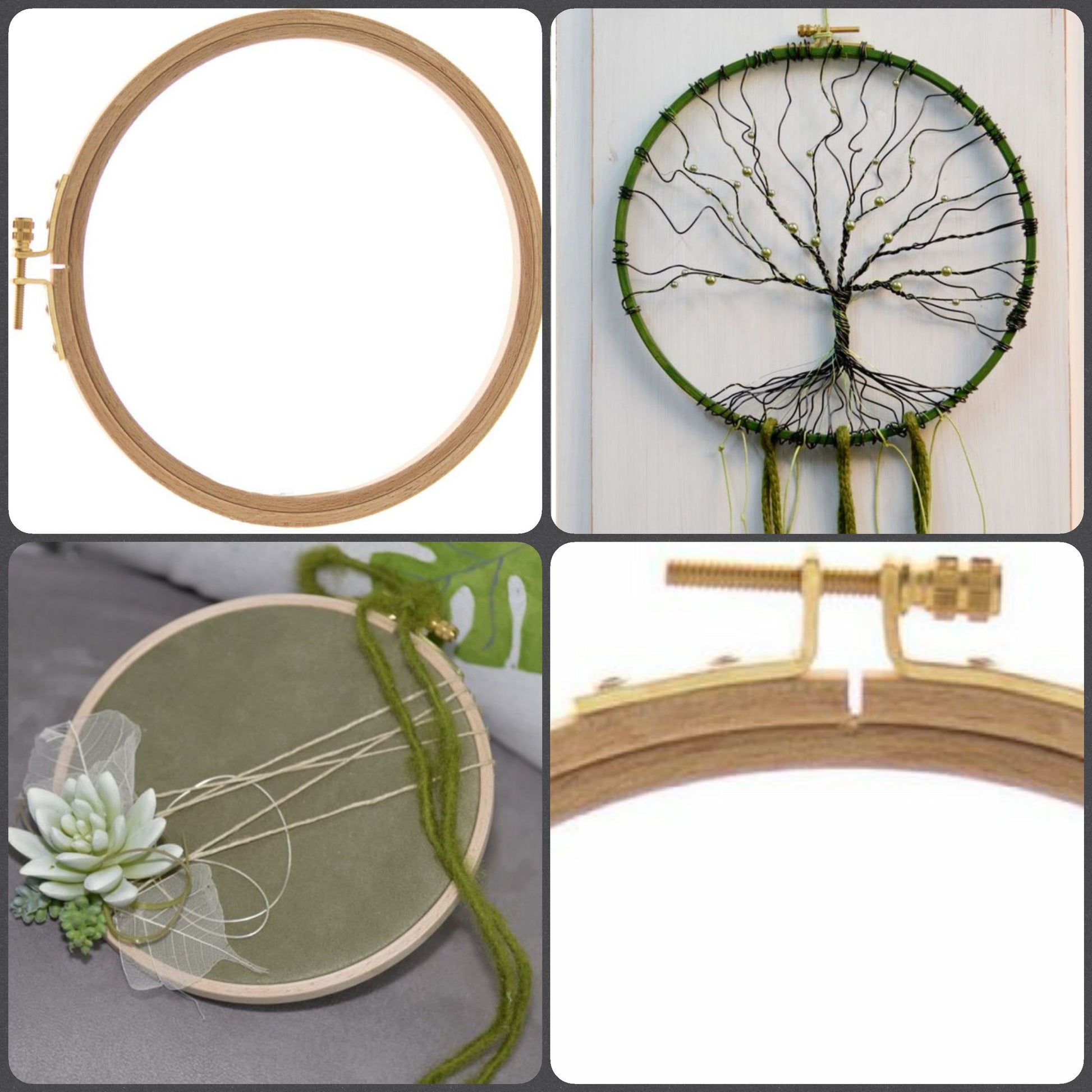 idee albero della vita decorazioni corda macramè ninfea telaio di legno con vite regolabile cerchio anello cornice rotondo per ricamo punto croce inserire tessuto da ricamare stoffa tela aida