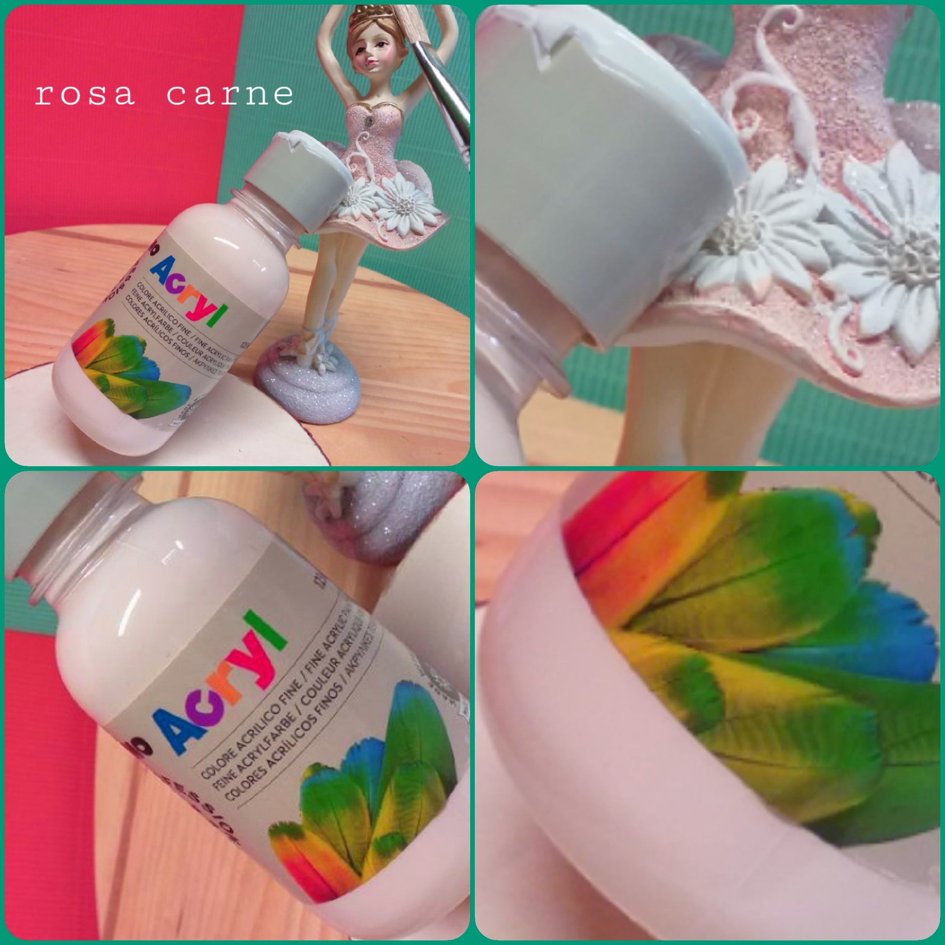colori tempere acriliche rosa carne hobby creativi Primo Morocolor Acryl uso pittura dipingere oggetti di paste modellabili gesso ceramico