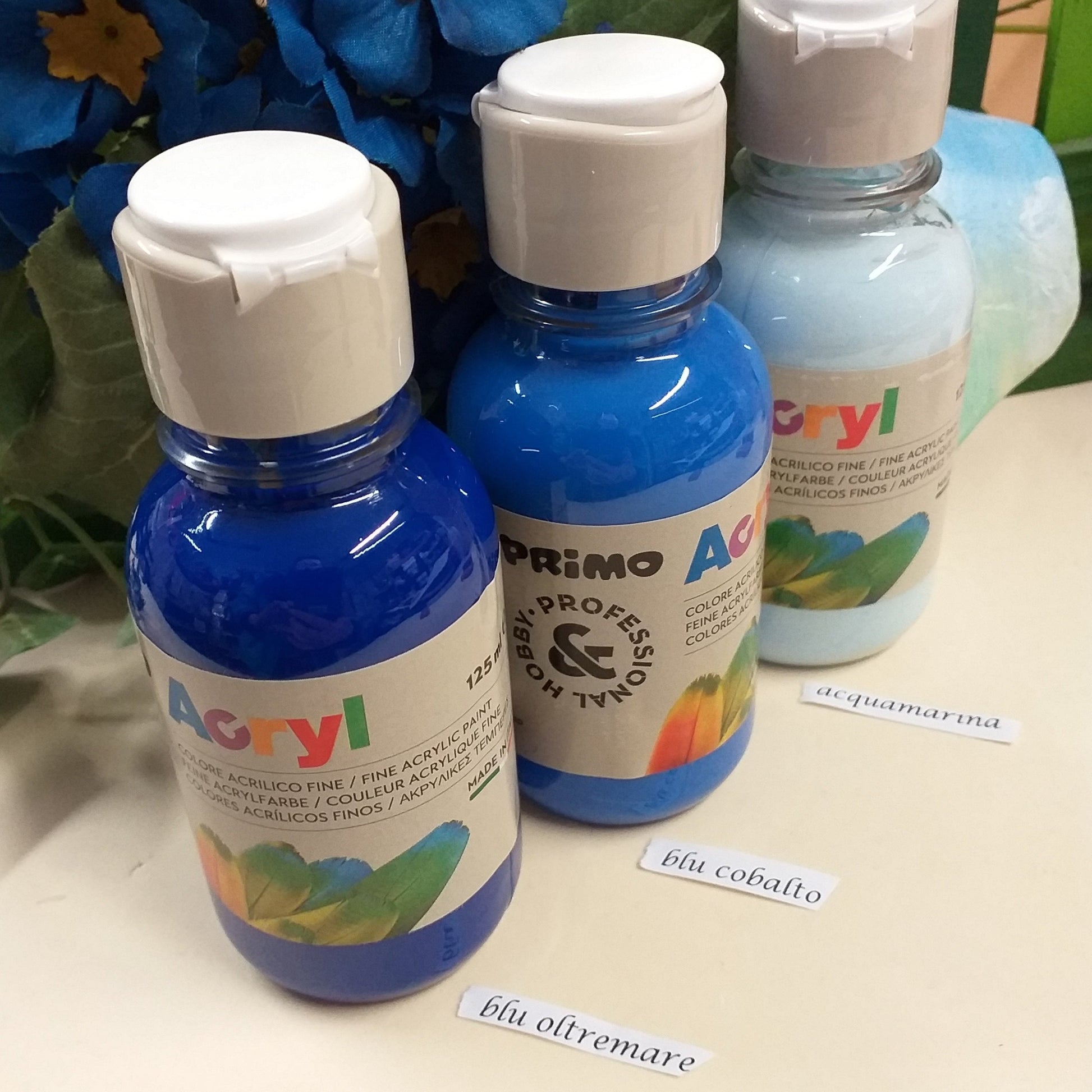 blu oltremare cobalto acquamarina primo hobby professional Acryl colore acrilico fine Morocolor tempera pittura da hobbistica lavoretti creativi di bambini e decoupage packaging bomboniere