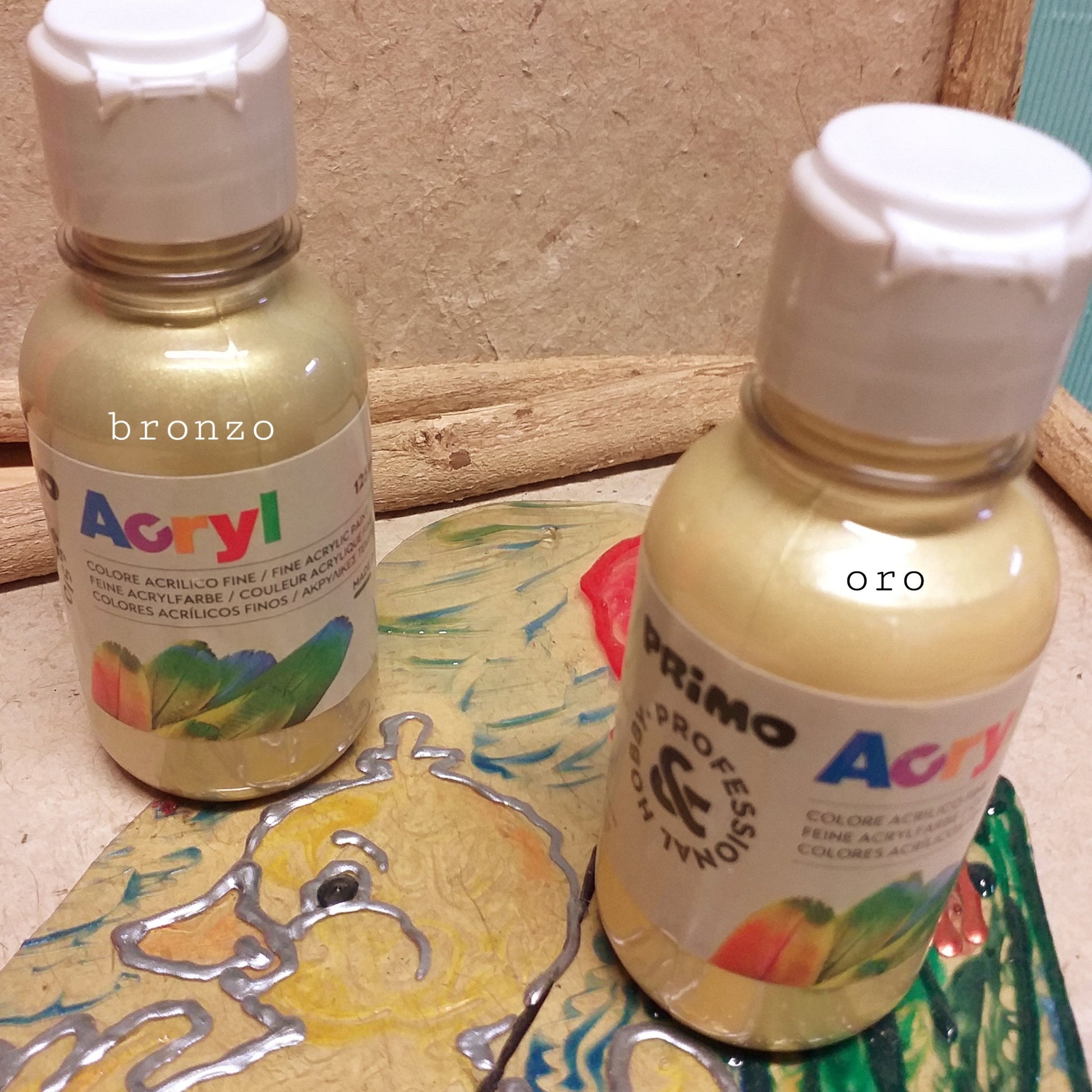 oro bronzo Primo Acryl Morocolor hobby professional colori metallizzati acrilici tempere pittura hobbistica e lavoretti creativi bambini dipingere su plastica idea disegni quadretti