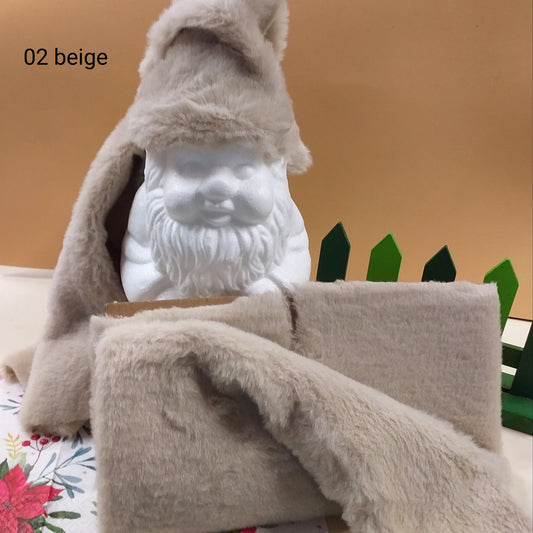 beige tessuto peluche soffice morbido soft pelo corto peliccia ecologica sintetica stoffa uso cucito creativo pupazzi bambole di pezza Natale gnomo del bosco e della neve folletti angeli e angioletti