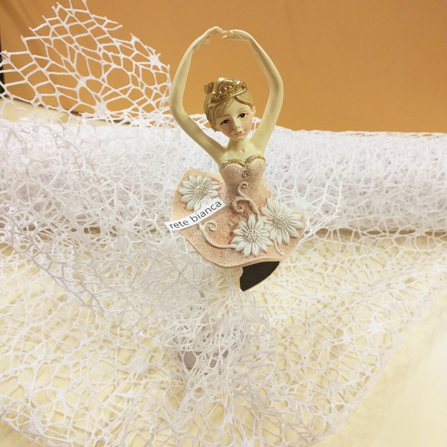 tulle rete bianco polycotton traforato fioristi tessuto in runner e rotolo decorativo cucito creativo hobby fai da te bomboniere uso cucire bamboline di stoffa e pezza modello ballerina confettata decorazioni addobbi