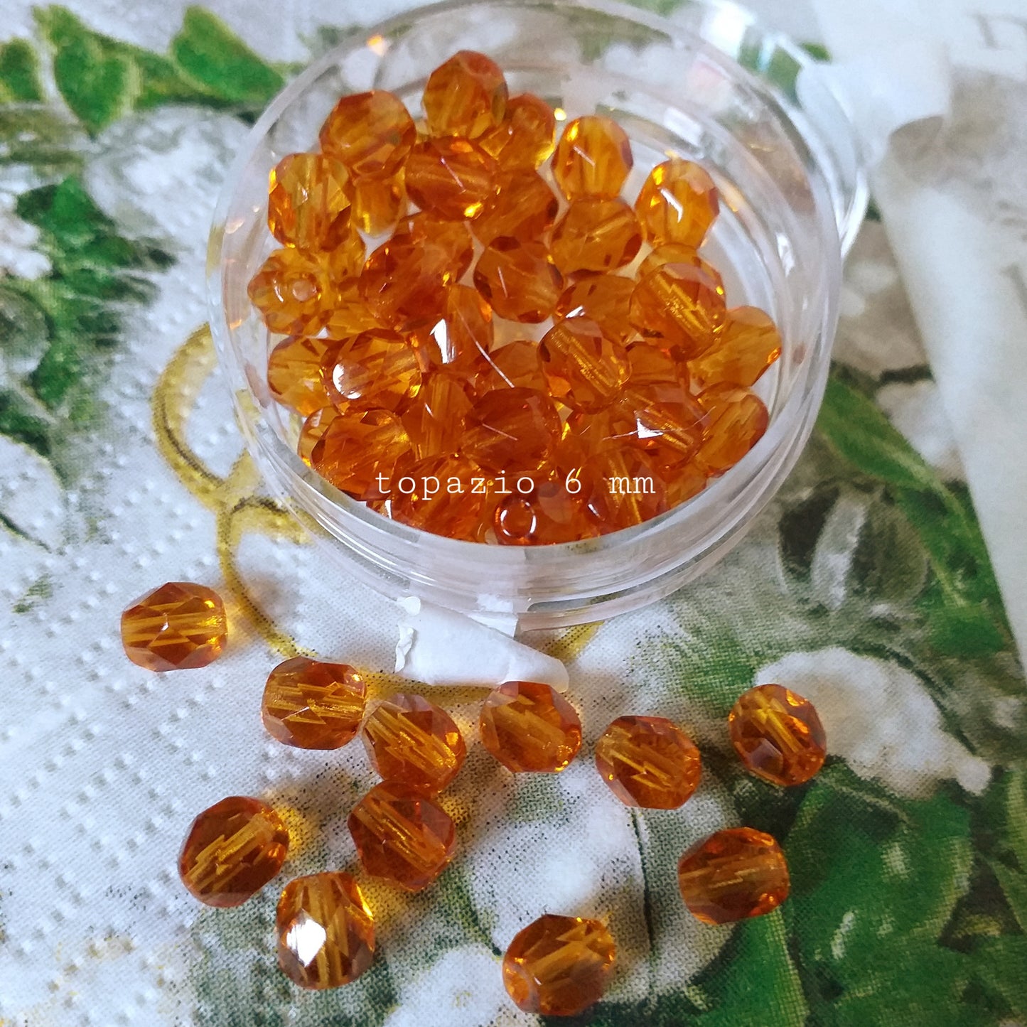 colore giallo topazio mezzi cristalli perline sfaccettate 6 mm lavorazioni artigianali collane orecchini bigiotteria uso per tessitura intreccio uncinetto