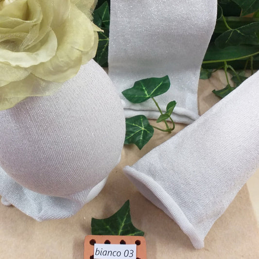 bianco iris tubolari di maglina glitter brillantini con filato lurex luminoso brillante uso rivestire uova palline di polistirolo pasqua natale con decorazioni fiori e acconciature bambole cucito creativo