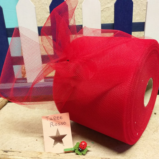 rotolo tulle velo filet classico a nastro 10 cm rosso bomboniere laurea fai da te uso portaconfetti confezionamento regalo Natale San Valentino festa della mamma