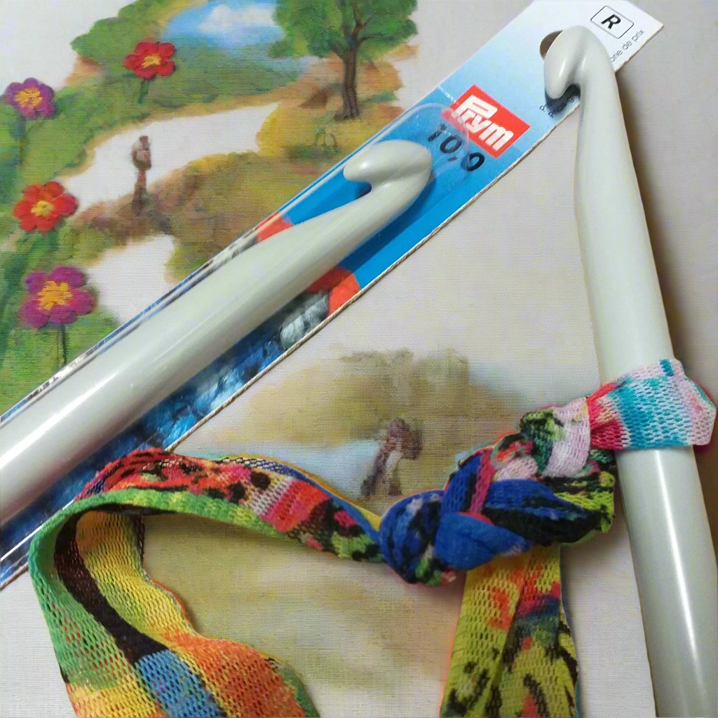 10.0 Prym ago con uncino crochet hook uncinetto plastica per lana cotone macramè lavori a maglia con corde filati grossi spessi e fettuccia elasticizzata