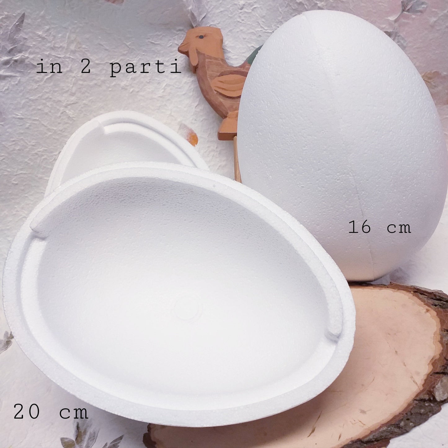 uova polistirolo grande divisibile in 2 parti 16 e 20 cm due metà per decorazioni pasquali lavoretti creativi addobbi da rivestire con tubolari colorare decoupage