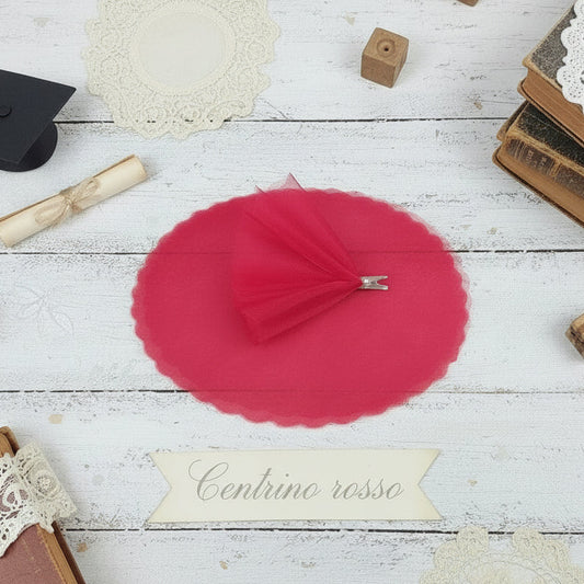 centrini tondi tulle rosso bomboniere laurea fai da te veli di fata per portaconfetti organza bordo smerlato uso confezionamento confetti cioccolatini pasticceria