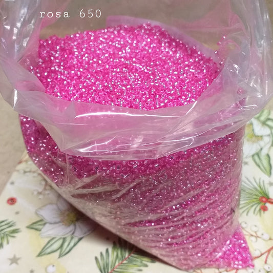 rosa 650 vendita 500 grammi 1 chilogrammo sfuse a peso perline di vetro colorate hobby rocailles perle conteria tipo veneziano uso creazioni fiori bonsai bigiotteria