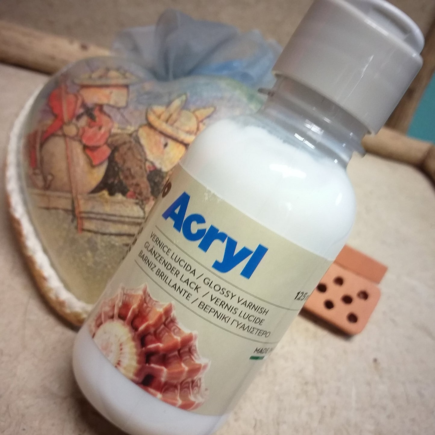 glossy varnish Acryl Morocolor Primo tempera vernice finale all'acqua lucida per hobby pittura decoupage verniciare gessetti oggetti di pasta modellabile finitura trasparente lavoretti creativi bambini