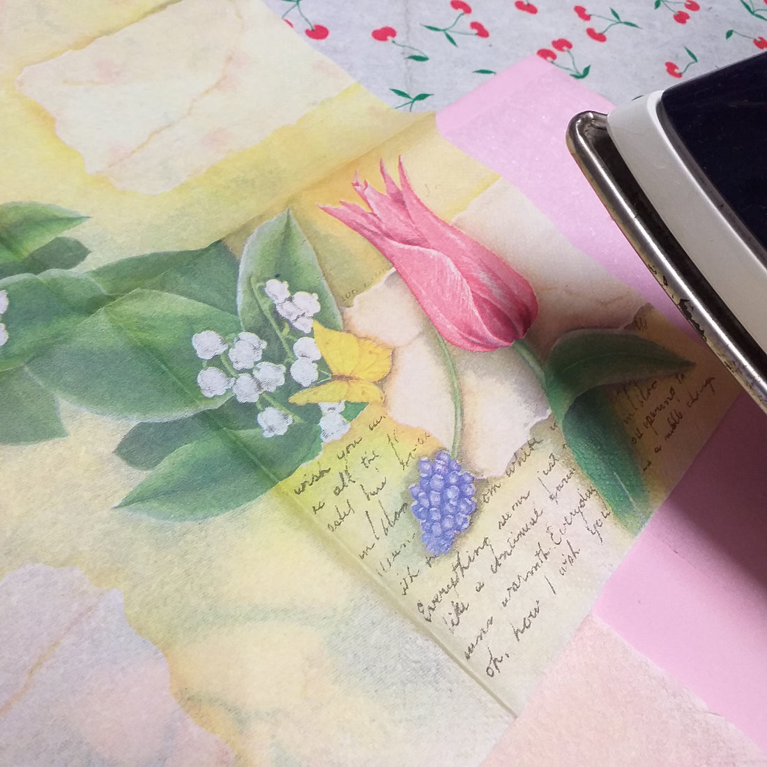 decoupage su gomma crepla modellabile 2 mm con tovagliolo teletta fommy ferro da stiro