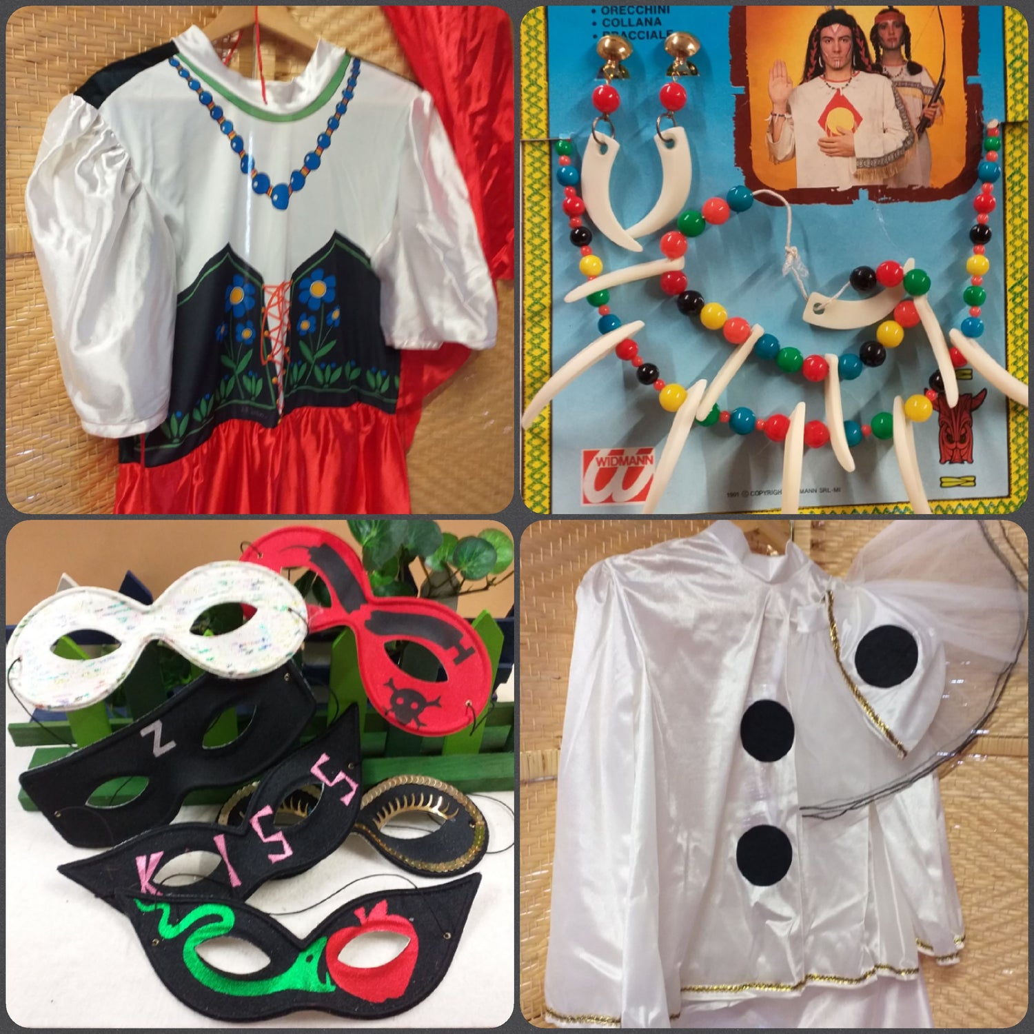 vestito da gitana set parure bigiotteria plastica indiani mascherine per occhi abito da pierrot fai da te Carnevale