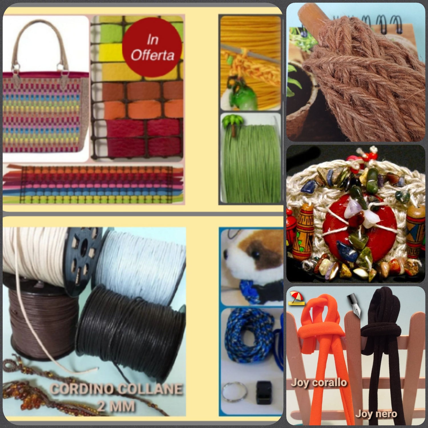 cordini cerati collane bigiotteria bijoux bracciali cordoncino tubolare fettuccia paracord juta spago uncinetto piattina ecopelle