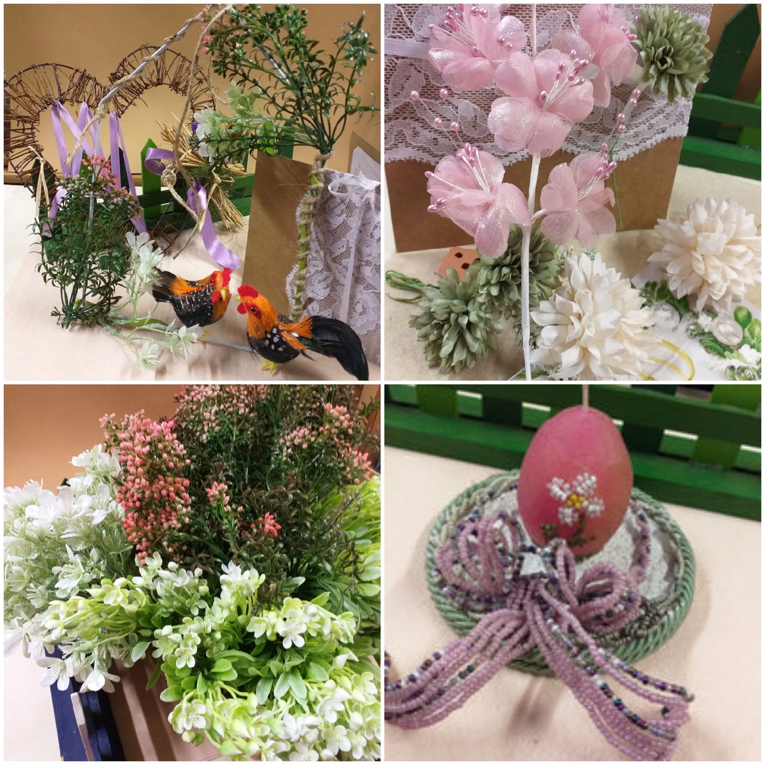 ambientazione allestimento matrimonio pasqua natale fiori finti seta stoffa piante artificiali centrotavola candela uovo