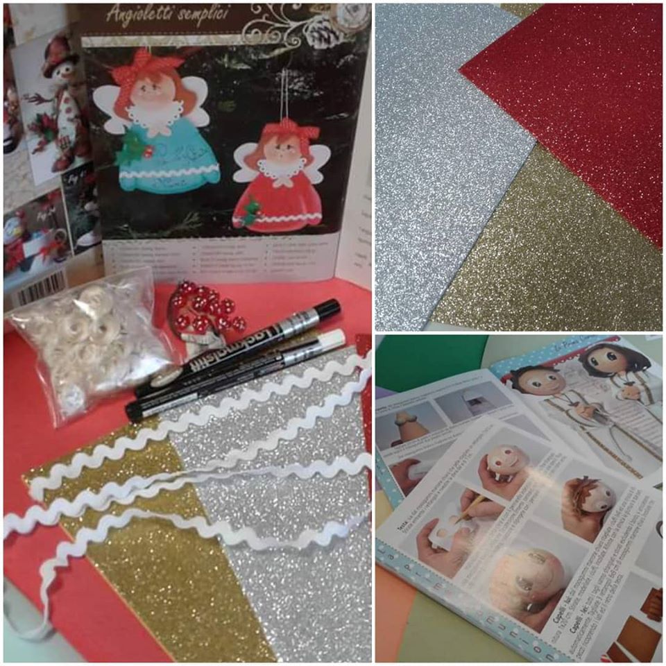 kit libretto con cartamodelli per fare bamboline angioletti materiali per hobby creativi riviste idee fai da te