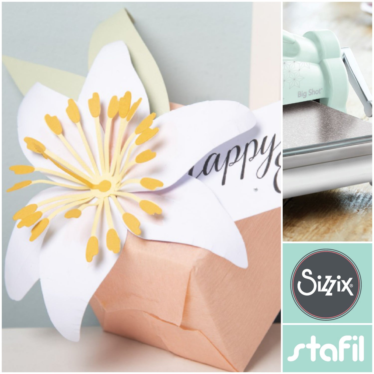 scatolina bomboniera e Pasqua con giglio creato fustella Bigz Die Sizzix Bigshot Stafil