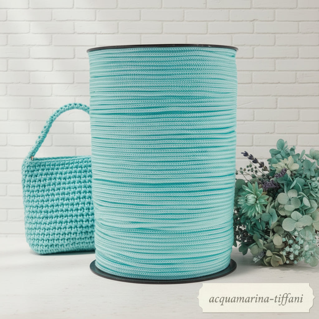 acquamarina-tiffani pastello colori Stafil Thai cordino per borse uncinetto portamonete borsellini portacellulare zainetti sacche di corda tripolino cordoncino estivo sintetico 3 mm