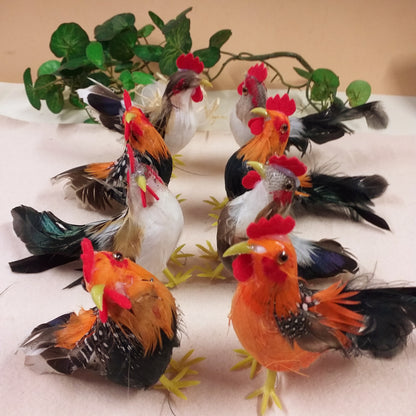 bianco beige arancione colori misti assortiti gallo gallina piume ciniglia statuette gallinacei miniature 8 cm allestimento pollaio decorazioni pasquali addobbi primaverili fai da te vetrine packaging chiudipacco uova sorpresa