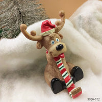 renna alce terracotta ceramica uso animali del bosco per decorazioni con Babbo Natale fai da te addobbi natalizi vetrine fondale nastro tessuto vello feltro bianco
