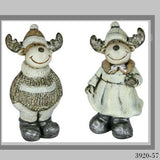 coppia alce renna terracotta ceramica grigio beige uso animali del bosco per decorazioni con Babbo Natale fai da te addobbi natalizi vetrine