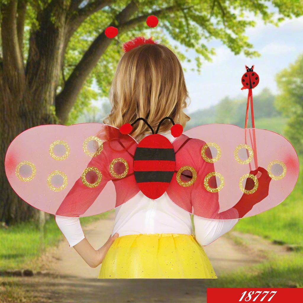 kit cerchietto bacchetta ali tulle costume carnevale fai da te rosse per fata dei fiori coccinella portafortuna uso abito da festa scenografia fotografo vetrinistica tutù danza