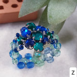 brillantini blu zaffiro verde smeraldo cristalli Swarovski shop anelli artigianali bigiotteria di perline perle pietre intreccio schema tecnica fatti a mano con filo e basi 