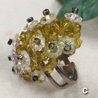 cristalli Swarovski gialli fiorellini cristallo shop anelli artigianali bigiotteria di perline perle pietre intreccio schema tecnica fatti a mano con filo e basi