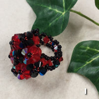 rosso nero shop anelli artigianali bigiotteria di perline perle pietre intreccio schema tecnica fiori fatti a mano con filo e basi