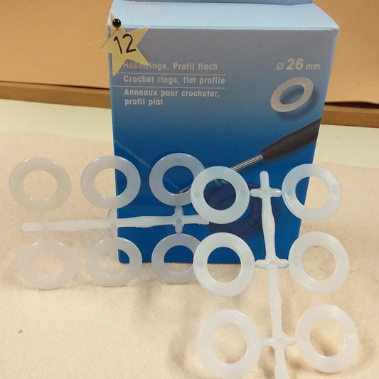 12 pezzi diametro 26 mm anellini cerchietti crochet facile anelli uncinetto plastica da rivestire per borse lavoro maglia collana prym hakelring rings anneaux pour crocheter
