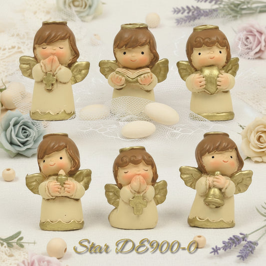 crema oro in preghiera lettura con cuore candela campanella Croce forma angioletto statuine angeli bomboniere battesimo comunione Cresima idea regalo Natale sorpresa ricordini souvenir oggettini segnaposto chiudipacco