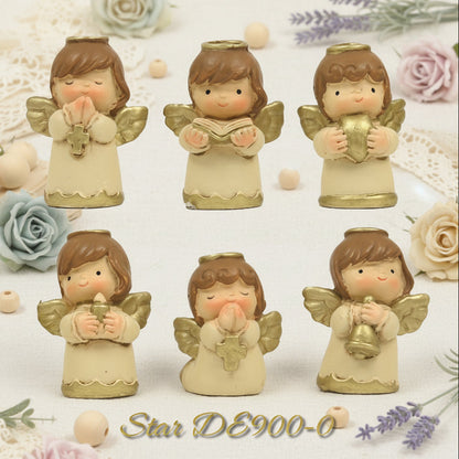 crema oro in preghiera lettura con cuore candela campanella Croce forma angioletto statuine angeli bomboniere battesimo comunione Cresima idea regalo Natale sorpresa ricordini souvenir oggettini segnaposto chiudipacco