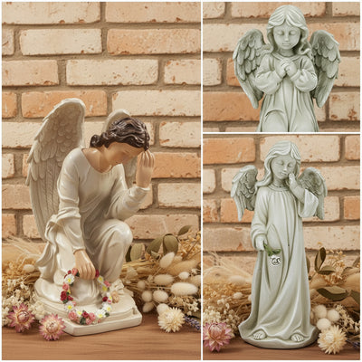 Angeli grandi statue da esterno giardino composizioni fiori e Natale