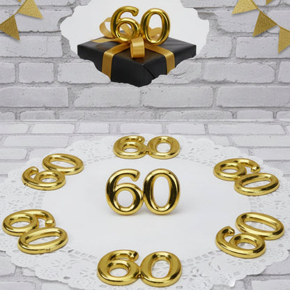 60 targhetta anniversario matrimonio nozze sessantesimo compleanno applicazioni bomboniere fai da te simboli in plastica per confezioni packaging segnaposto confetti da incollare su sacchettini scatoline pacchi regalo nozze sposi