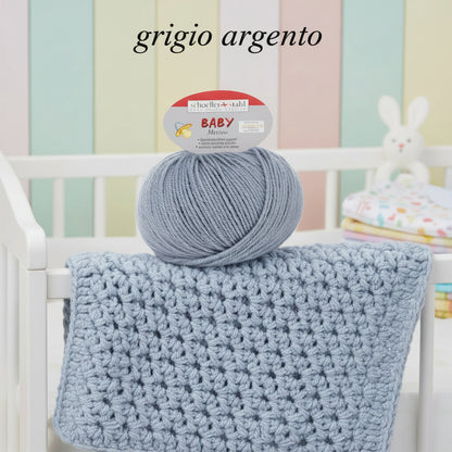 grigio argento Schoeller-Stahl lana merino neonato bebè baby ideale filato per copertina cappello cuffia berretto scarpine golfino scamiciato gilet tutina