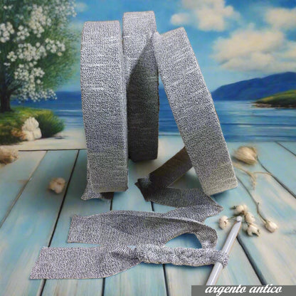 argento antico lustrini lycra brillantinata vetrina feste matrimonio pasqua lurex lamè fettuccia elasticizzata glitterata per uncinetto borse cestini packaging regalo