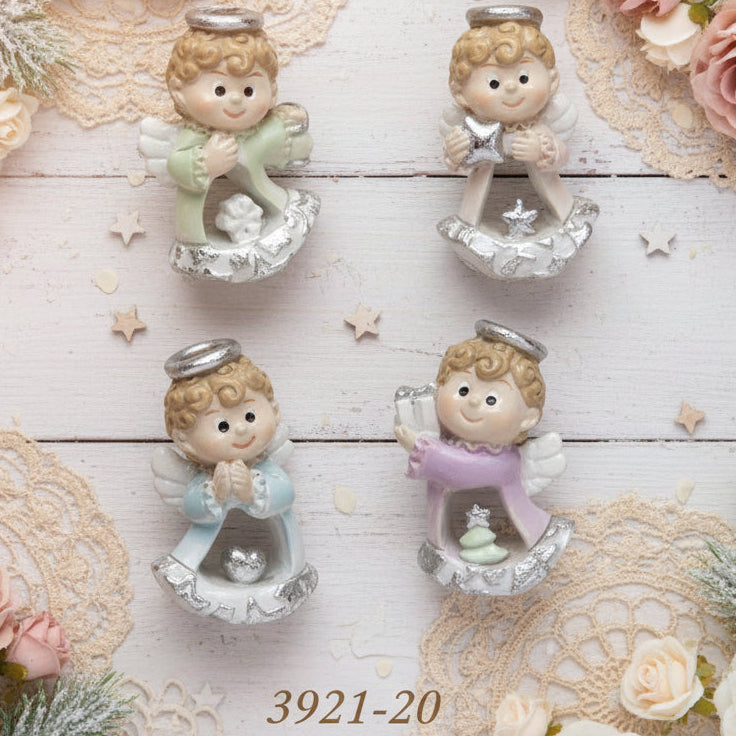 colori pastello con argento angeli bomboniere statuine forma angioletto custode idee regalo per Battesimo Comunione Cresima statuette da collezione vetrinistica ricordini natalizi oggettini pensierini come segnaposto