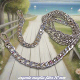 maglia fitta 10 mm colore argento catenella manici tracolla catene borse uncinetto per pochette clutch bags bustine di tessuto stoffa corda fettuccia con moschettoni finali