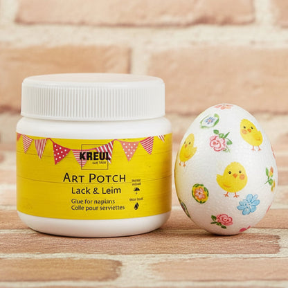 kit prodotti colla acrilica art potch lack leim colle pour serviettes decoupage tovaglioli di carta uso pittura su carta tempera acrilica Kreul, idea fai da te uovo pulcini
