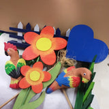 kit pappagalli colorati cocoriti coccio terracotta fiori legno cuori con stelo articoli decorativi per vetrina fioristi