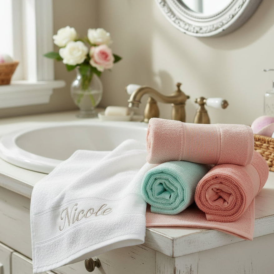 colorate lavette cucina salviette ospite bagno asciugamani spugna cotone inserto bordura bordo tela aida da ricamare con iniziali cifre disegni a punto croce