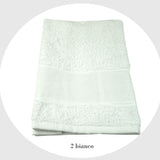 colore bianco lavette cucina salviette ospite bagno asciugamani spugna cotone inserto bordura bordo tela aida da ricamare con iniziali cifre disegni